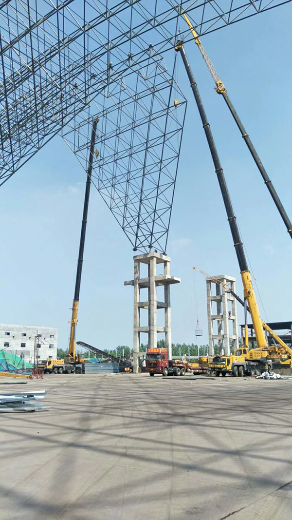工程案列-中新钢厂料场网架安装